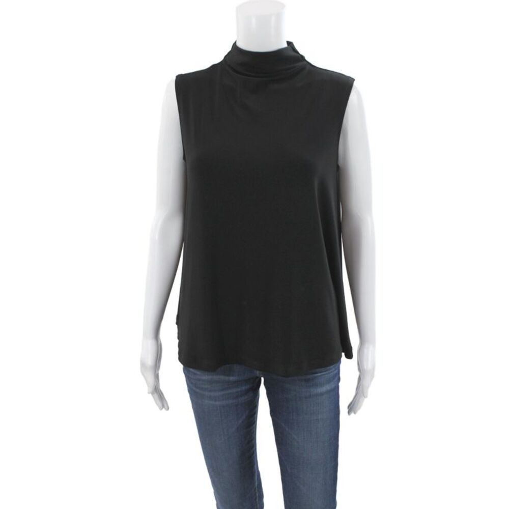 Sympli Women Black Mock Neck Sleeveless Basic Tank 94% Polyester Size 6